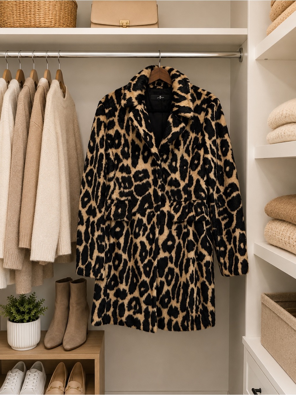Leopard Print Faux Fur Coat - 7 FOR ALL MANKIND
